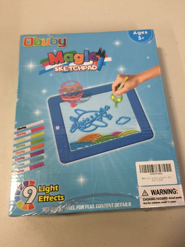 Photo 2 of Obuby Kids Light Up Drawing Board Magic Pad Draw Tracing with 9 Light Effects LED Sketch Tablet Glow in The Dark Art Doodle Color Set Educational Toys Learning Gifts for Writer