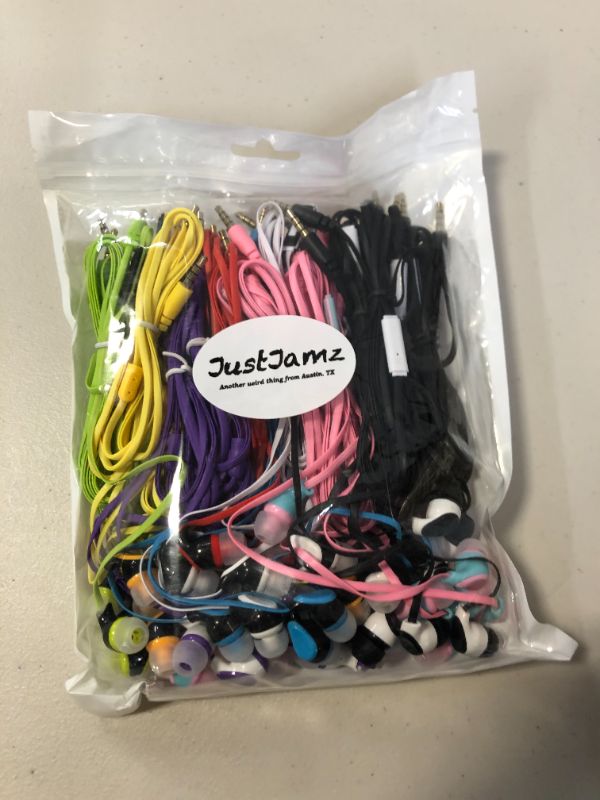 Photo 2 of JUSTJAMZ KIDS MIC CALL WITH MIC STEREO EARBUD HEADPHONES MIXED COLORS 30 PACK