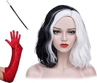 Photo 1 of Cruella wig for Halloween Women Costume Cosplay Black and White Wig with C-holder 1920s gloves Goth Wigs Short Curly Half White Half Black Wig Christmas Carnival Party …
1 Count (Pack of 1)