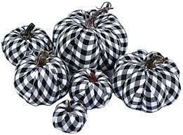 Photo 1 of Assorted Size Buffalo Plaid Fabric Pumpkins - 6 Black and White Pumpkins for Rustic Fall Decor - Buffalo Plaid Pumpkins - Perfect for Halloween, Thanksgiving, Fall Decor and Wedding
