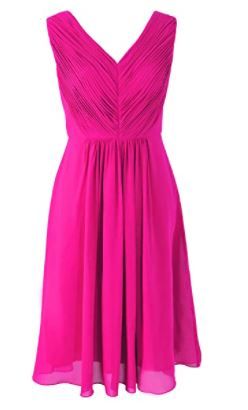 Photo 1 of Faship Womens V-Neck Pleated Bridesmaid Wedding Party Formal Dress Hot Pink, 22
