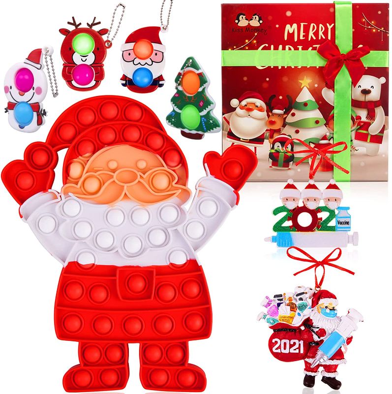 Photo 1 of Kiss Monkey Big Pop Fidget Toys,Christmas Pop Fidget Toy Pack,Pop Bubble Santa Claus Toys Pack for Kids and Adults,Christmas Party Favors
