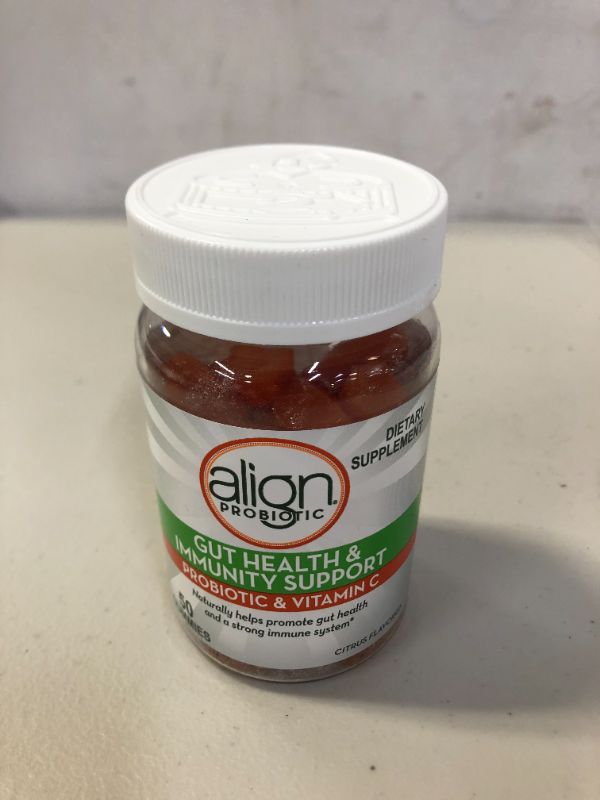 Photo 2 of Align Probiotic, Gut Health & Immunity Support, #1 Doctor Recommended Brand, vitamin C and B12 for Immune Support & Energy, Citrus Flavor, 50 Gummies best by 04.2022