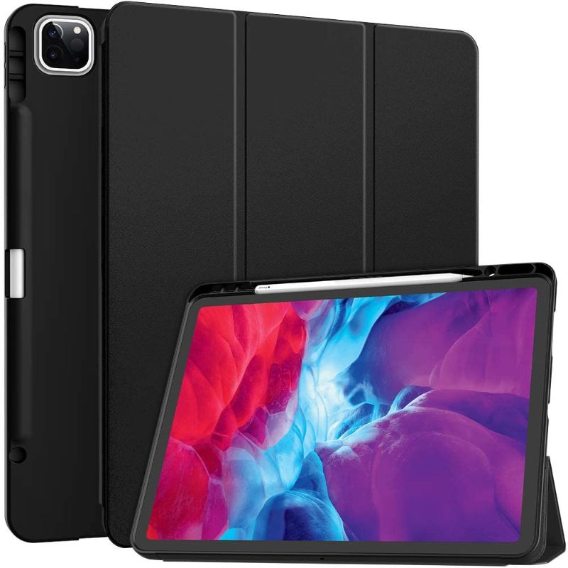 Photo 1 of Soke iPad Pro 12.9 inch Case 2020 with Pencil Holder,New iPad case 12.9 inch Lightweight Smart Cover with Soft TPU Back+?Apple Pencil Charging?+ Auto Sleep/Wake for iPad pro 2018/2020 (Black)
