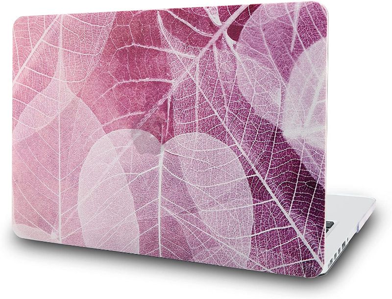 Photo 1 of KEC Laptop Case for MacBook Pro 13" (2019/2018/2017/2016) Plastic Hard Shell Cover A1989/A1706/A1708 Touch Bar (Leaf - Pink)
