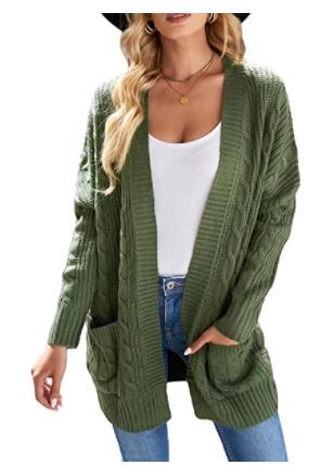 Photo 1 of BLENCOT Womens Oversized Knit Texture Casual Loose Open Front Cardigan Sweaters Army Green XL