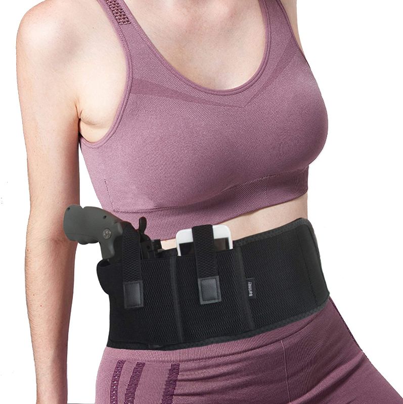 Photo 1 of Belly Band Holsters for Concealed Carry for Men and Women, Adjustable Gun Holster with Extra Magazines, Fits Canik Tp9sfx, Glock 42, 17, 19, 43, Sd9ve, Bodyguard, Taurus, Sig Sauer, etc
