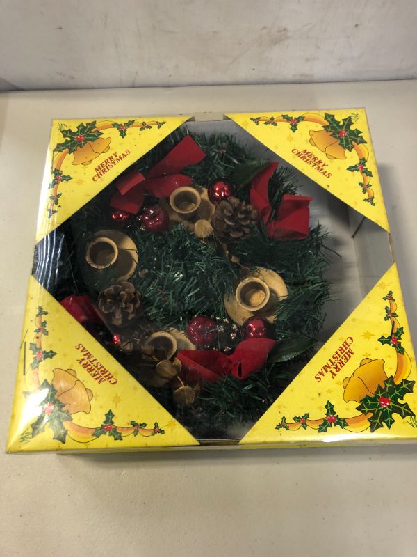 Photo 1 of Clever Creations Christmas 11 Inch Advent Wreath Centerpiece Home Decoration, Traditional Advent Calendar Season Candle Holder, Red

