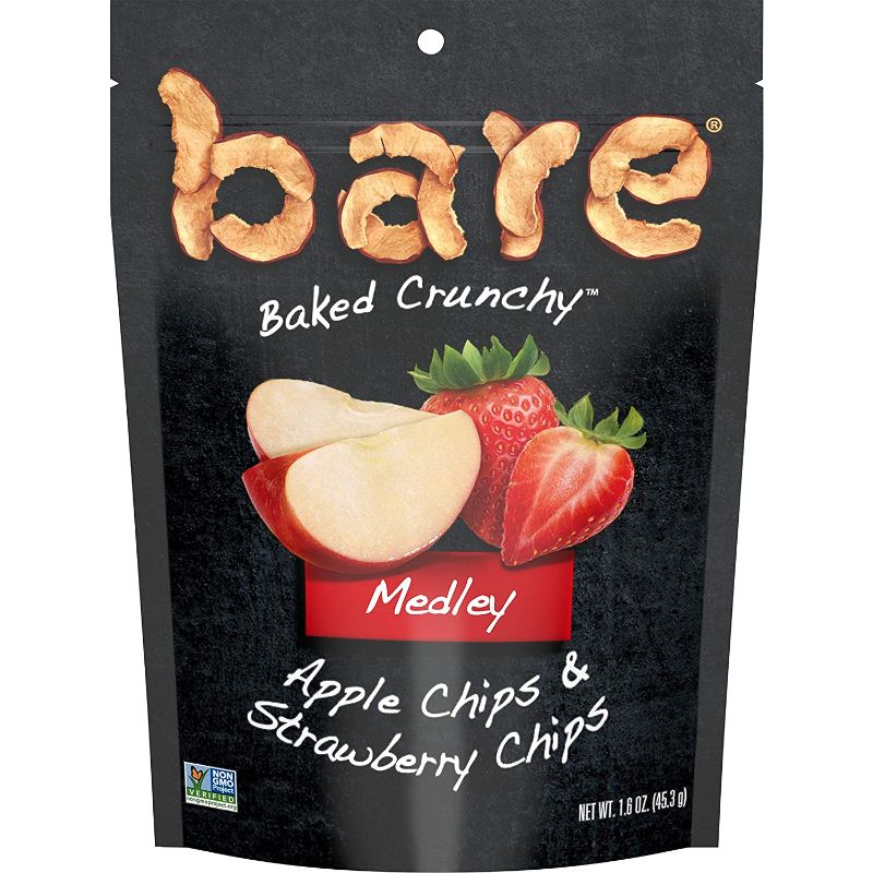 Photo 1 of bare Baked Crunchy Medleys, Apple Strawberry, 1.6oz Single Serve Bags (6 Pack) best by 12.20.2021