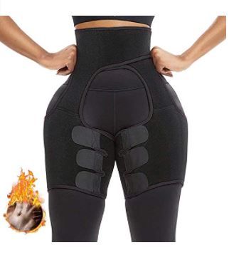 Photo 1 of 3 in 1 High Waist Trainer Belt Women Butt Lifter Thigh Trimmer Sweat Band for Workout Fitness Black, XL