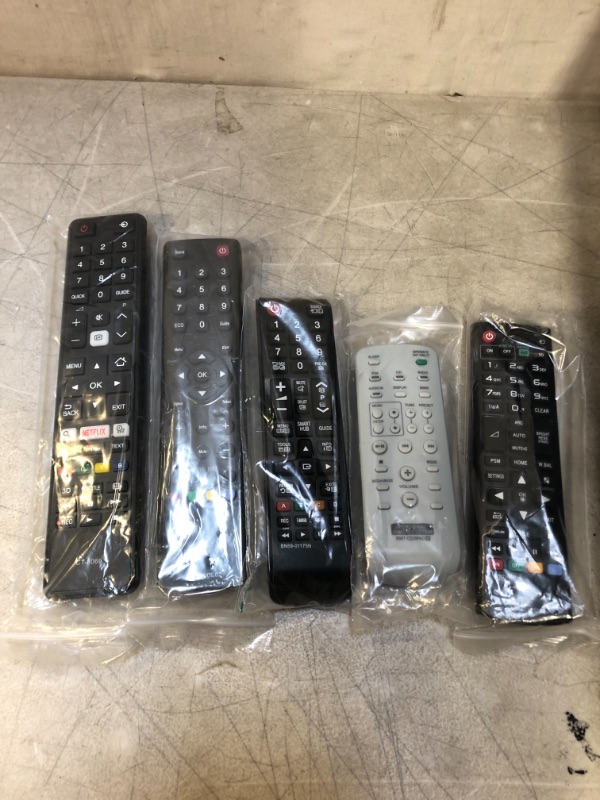 Photo 1 of VARIOUS REMOTES - VARIOUS MODELS   - 5 PACK - SOLD AS IS 
