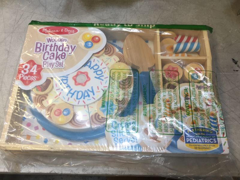 Photo 2 of Melissa & Doug Birthday Party Cake - Wooden Play Food With Mix-n-Match Toppings and 7 Candles