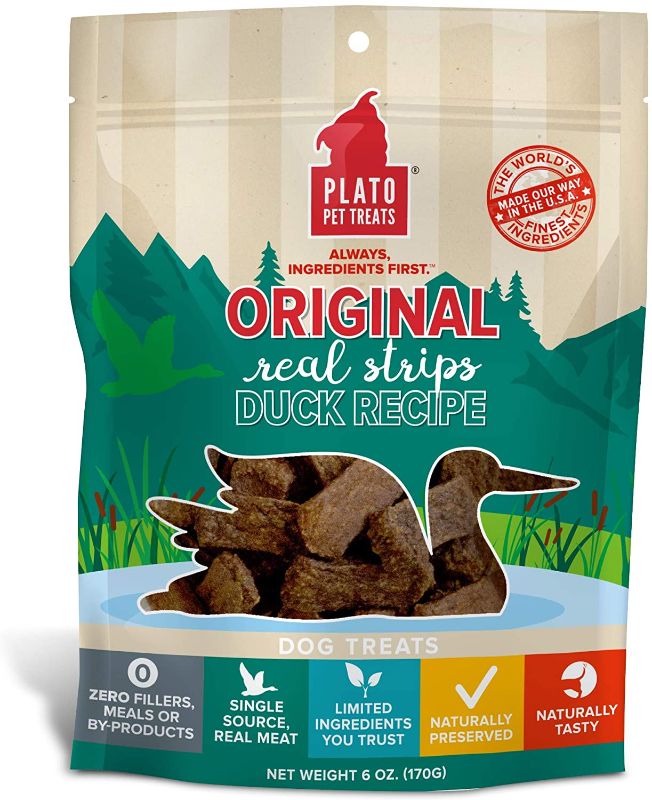 Photo 1 of 2 pack - PLATO Original Real Strips Duck 6oz, brown
