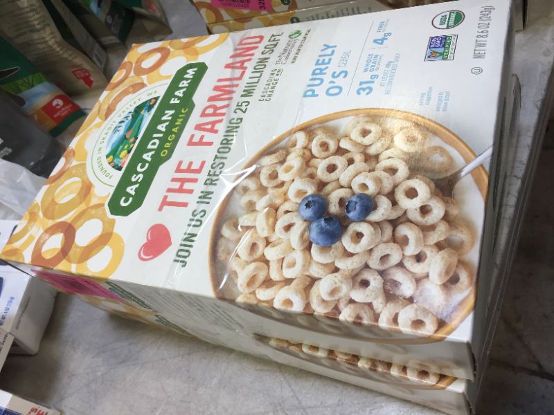 Photo 1 of 2 pack - Cascadian Farm Organic Cereal, Purely O's, 8.6 oz exp 3/1/22