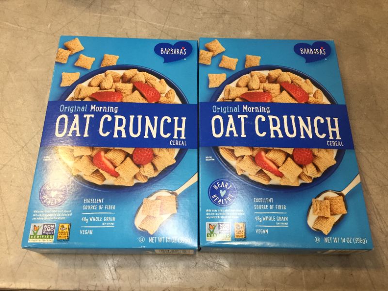 Photo 2 of 2 pack - Three Sisters Barbara's Morning Oat Crunch Original Cereal, Heart Healthy, Non-GMO, 14 Oz Box exp 2/9/22