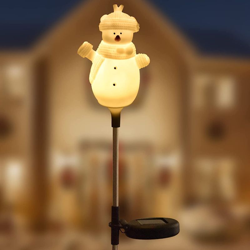 Photo 1 of Bstge Outdoor Solar Garden Lights, Snowman Christmas Decorations, Waterproof Stake Lights for Patio Yard (1 Pack)
