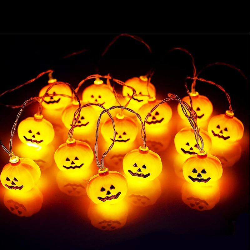 Photo 1 of Aioweika Halloween Pumpkin Lantern String Lights, Holiday Party Lights for Indoor Outdoor Decor Party Decorations 9.80 14.70 19.70 inch … (19.7 inch-40 LEDs)
