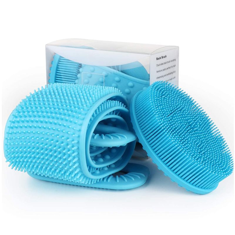 Photo 1 of Back Scrubber for Shower - Silicone Bath Body Brush Set for Men and Women, Silicone Loofah and Back Washer
