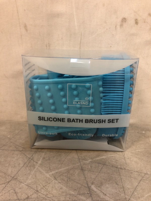 Photo 2 of Back Scrubber for Shower - Silicone Bath Body Brush Set for Men and Women, Silicone Loofah and Back Washer
