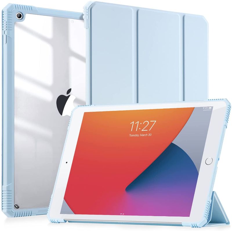 Photo 1 of LovRug iPad 9th/8th/7th Generation Case 10.2 Inch 2021/2020/2019,Slim Lightweight [Shock Proof][Auto Wake/Sleep],Translucent Frosted Hard Back Protective Cover Cases (Sky Blue)
