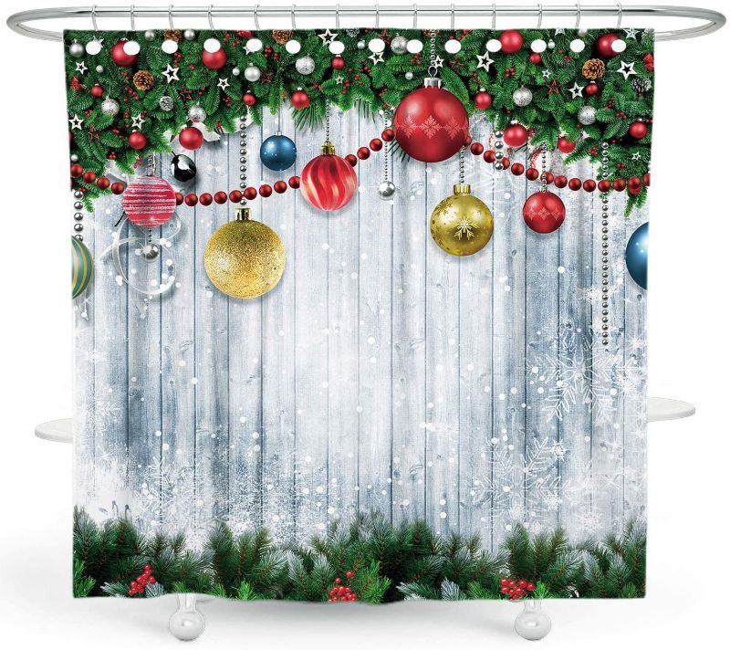 Photo 1 of DESIHOM Christmas Shower Curtain Winter Christmas Decorations Holiday Bathroom Shower Curtain Polyester 72x72 Inch
