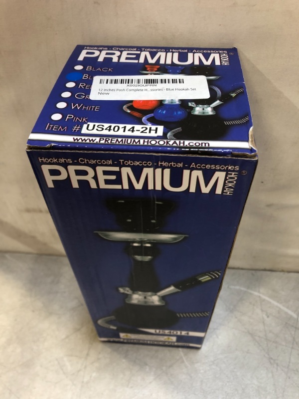 Photo 2 of 12 Inches Posh Complete Hookah Set, Small Modern 2 Hose Hookah Kit with Hookah Accessories - Blue Hookah Set
