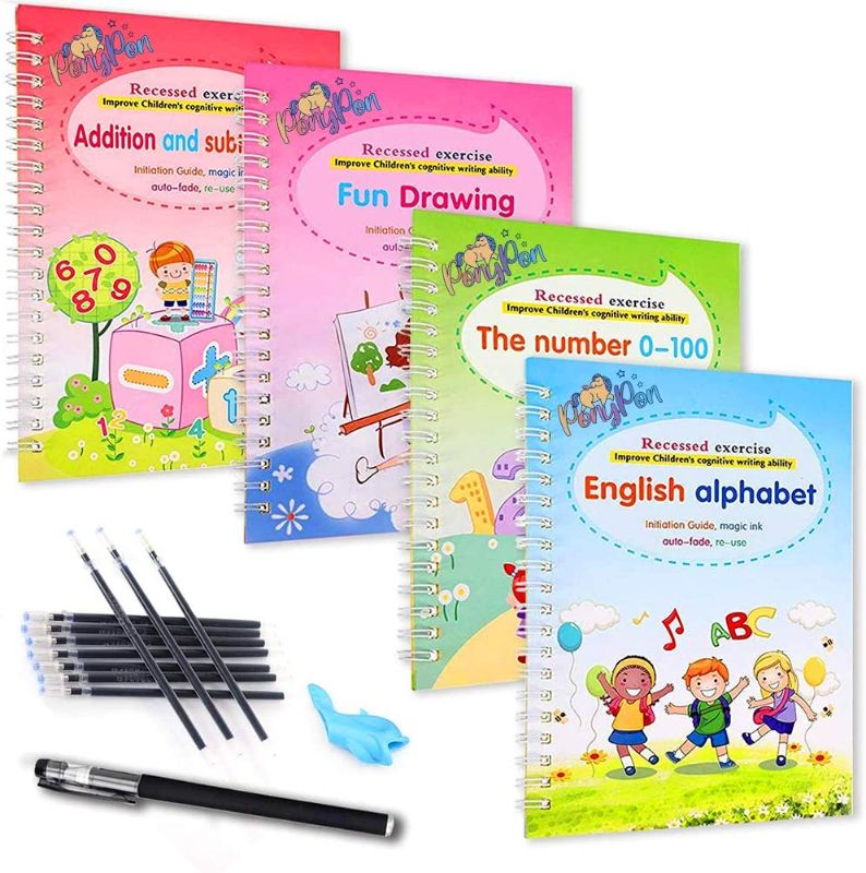 Photo 1 of Magic Practice Copybook for Kids,Practice with The Reusable Book,Calligraphy Set Number,Math,Drawing and Alphabet Handwriting Book,That Can Be Reused Writing English Study Workbook
