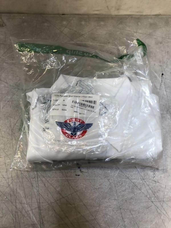 Photo 1 of First Class 100% Polyester Short Sleeve Men's Uniform Shirt White size 1XL 
