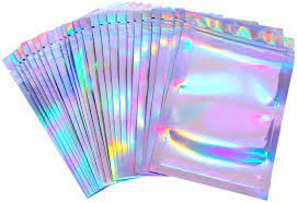 Photo 1 of 100 pcs resealable bags 4 by 6 inch holographic rainbow color 