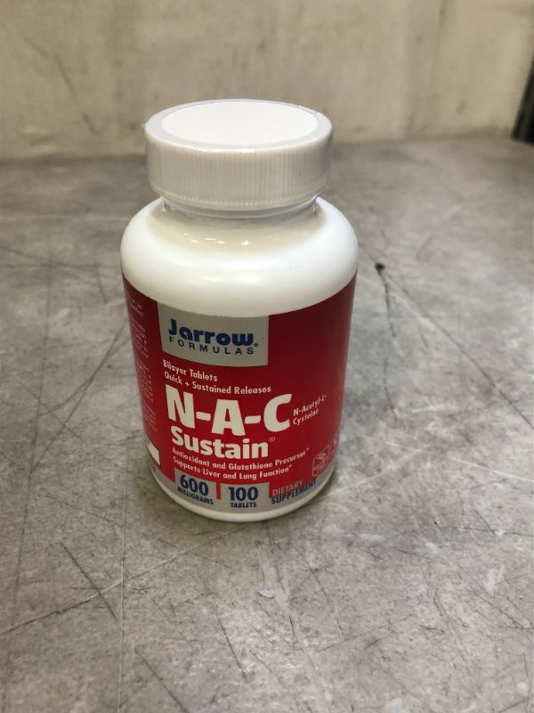 Photo 2 of 
Jarrow Formulas N-A-C Sustain, N-Acetyl-L-Cysteine 600 Mg- 100 Tablets exp 02/2023