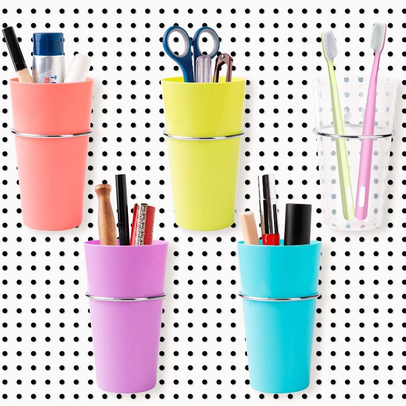 Photo 1 of Eeoyu 5 Sets Pegboard Bins with Rings, Pegboard Accessories Cups Holder Pegboard Organizer Baskets Pegboard Hooks Kit for Organizing Storage