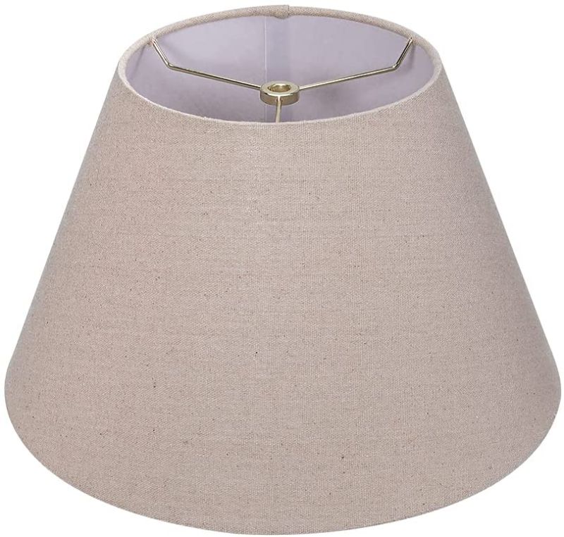 Photo 1 of ALUCSET Medium Lamp Shade, Barrel Fabric Lampshade for Table Lamp & Floor Light, 7 inch Top Diameter x 13 inch Bottom x Diameter 7.8 inch Height, Natural Linen Hand Crafted, Spider (Brown)