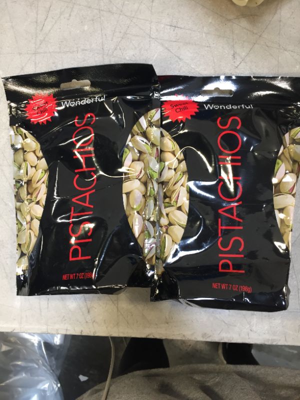 Photo 2 of 2 PACK - Wonderful Pistachios, Sweet Chili Flavored, 7 Ounce Resealable Pouch
EXP JAN 2022