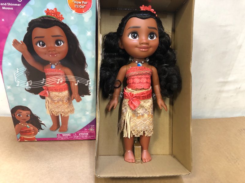 Photo 2 of Disney Princess Moana Doll Sing & Shimmer Toddler Doll, Sings How Far I'll Go [Amazon Exclusive] , Blue
