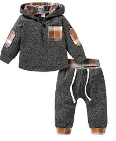 Photo 1 of Kids Infant Toddler Baby Boys Girls Hoodie Outfit Plaid Pocket Sweatshirt Jackets Shirt+Pants Brother Sister Clothes Set