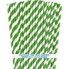 Photo 1 of 120 total green and white paper straws 