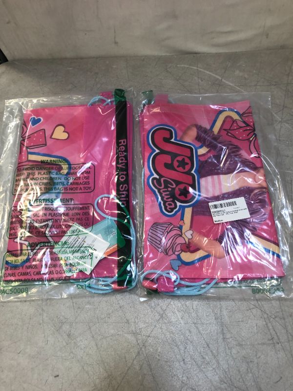 Photo 2 of JoJo Siwa 14 Inch Sling Drawstring Cinch Sack Bag Totes Pink-  2 pack 