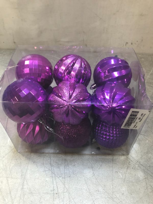 Photo 2 of 12 pack purple Christmas ordainments 15 inch 