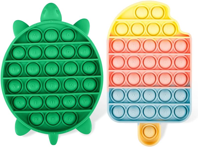Photo 1 of [New Puzzle Design Safe Material Large Push Bubble Pop Fidget Sensory Toy,Stress Reliever Toy for Autism Children Special Needs,Silicone Anti-Anxiety Squeeze Sensory Toy (Popsicle+Turtle)