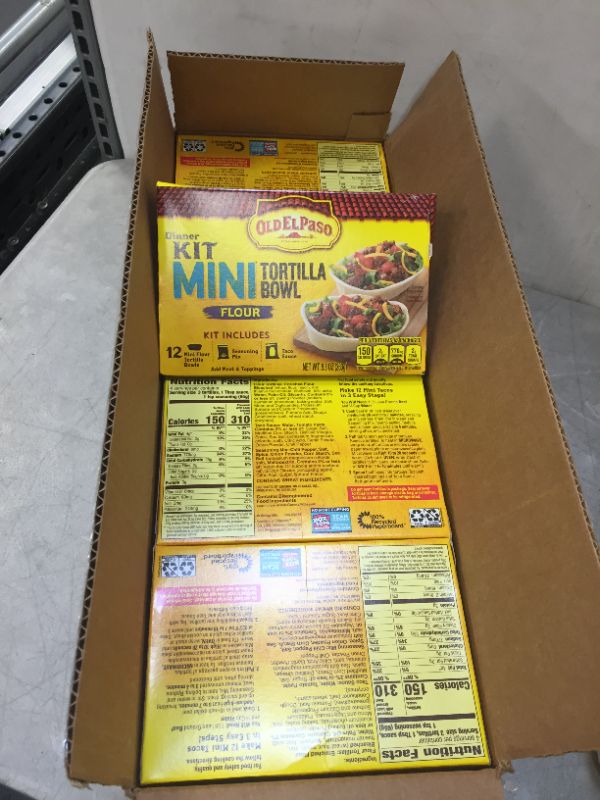 Photo 2 of  Old El Paso Mini Tortilla Bowl Dinner Kit Flour, 9.3 oz ( 8 boxes ) exp- Dec 11/2021