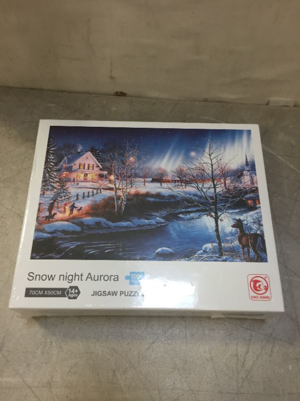 Photo 2 of 1000 Pieces Jigsaw Puzzles Snow Night Aurora, Puzzle for Adults Kids Gift, Landscape Puzzles, Education Puzzles,Jigsaw Puzzle Snow Night Aurora Puzzle 1000 Pieces - 70 x 50cm(27.56 x 19.69inch) factory sealed 