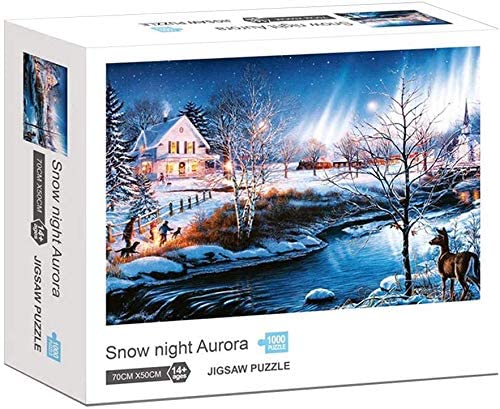 Photo 1 of 1000 Pieces Jigsaw Puzzles Snow Night Aurora, Puzzle for Adults Kids Gift, Landscape Puzzles, Education Puzzles,Jigsaw Puzzle Snow Night Aurora Puzzle 1000 Pieces - 70 x 50cm(27.56 x 19.69inch) factory sealed 