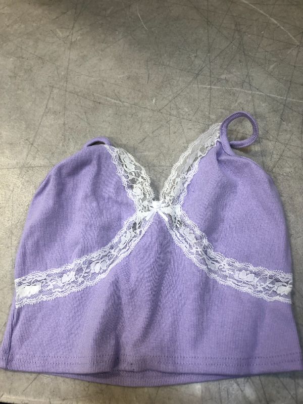Photo 1 of Size girls large purple half tank top lace shirt 
