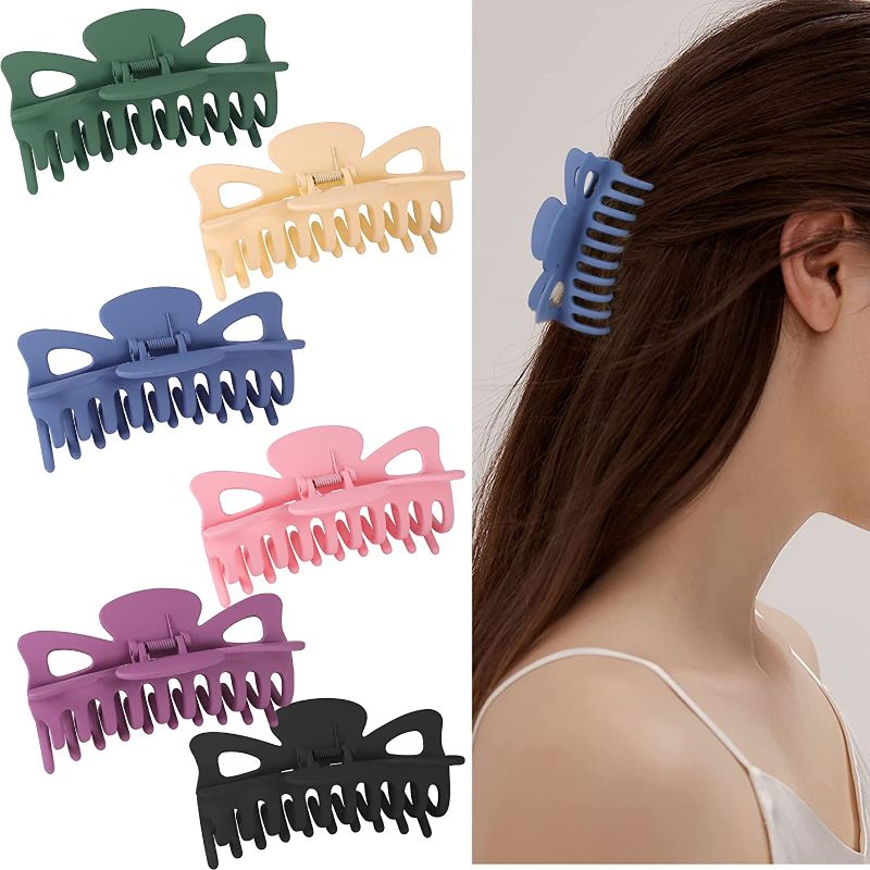 Photo 1 of 2 pack - Amcami Hair Claw Clips for Women, 6 Pack Non-slip Hair Clip Big Strong Hold Hair Clips for Thick Hair, Fashion Hair Clips Acrylic Hair Accessories for Women