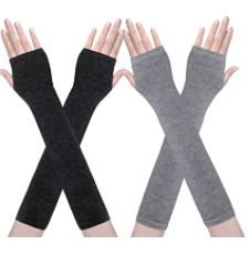 Photo 1 of 2 PACK -  Amandir 1-4 Pairs Long Fingerless Gloves for Women Arm Warmers Knit Thumbhole Stretchy Gloves