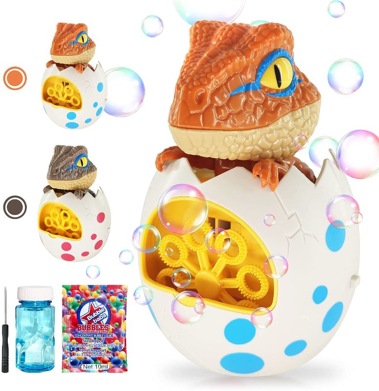 Photo 1 of heytech Bubble Machine Dinosaur Bubble Bubble Machine for Kids Toddlers Boys Girls Baby Bath Toys Indoor Outdoor Automatic Bubble Maker (Orange)