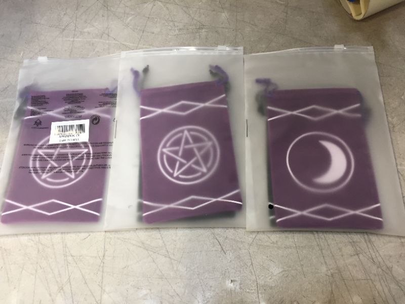 Photo 2 of 3 PACK - Maeaola Tarot Bag, Rune Bag, Made of Cloth, Gift for Tarot (4.6 X 7.1 inches,One in Black and one in Purple)