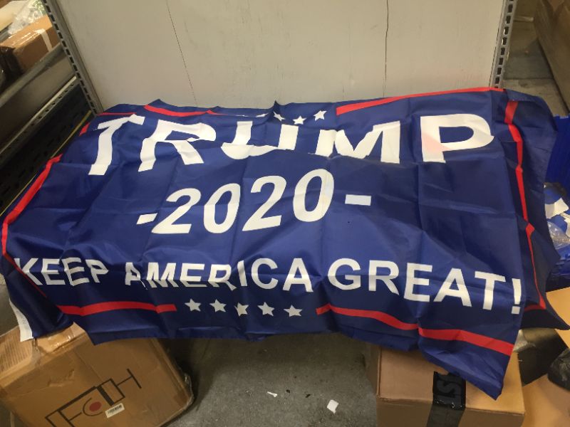 Photo 1 of 2 trump flags 2020 and 1 USA flag