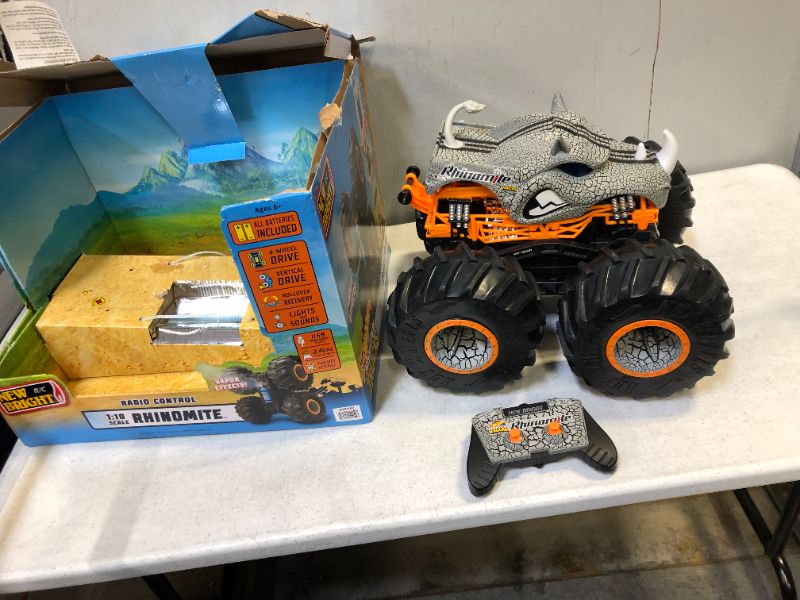 Photo 2 of New Bright 1:10 Remote Control Hot Wheels Monster Truck Rhinomite with Vapor