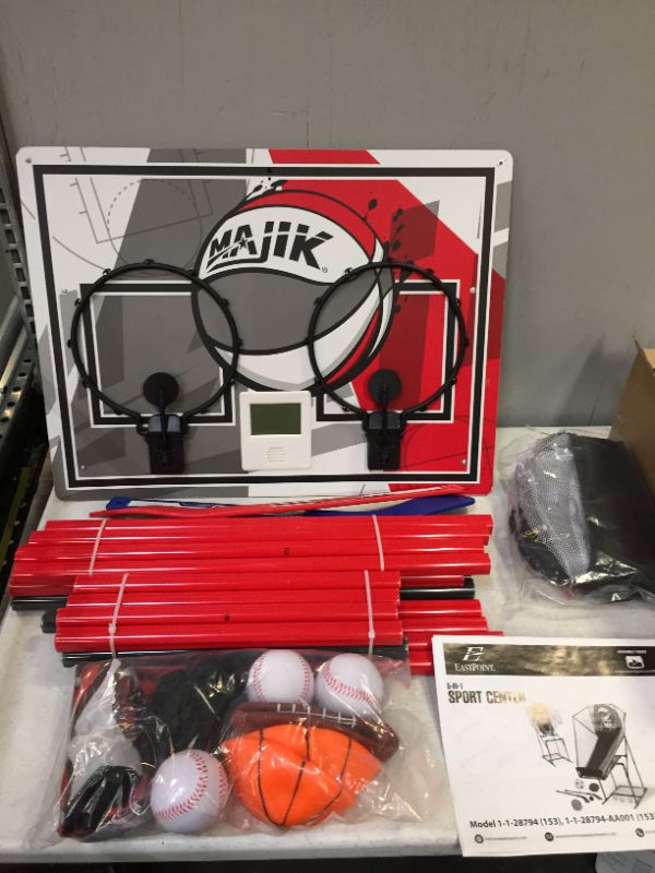 Photo 2 of Majik 5-in-1 Sport Center Game System - Basketball, Football, Baseball, Soccer & Hockey- 45.39 in (W) X 65.98 in (H) X 56.42 in (D) (missing pieces)